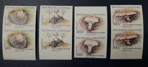 GABON 1990 IMPERF PAIRS MUSHROOMS MUSHROOM MUSHROOMS MUSHROOM MNH-