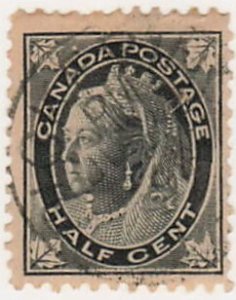 Canada 1897 Used Stamp SC 66 Queen Victoria (1819-1901) ½ ¢ - Canadian cent...