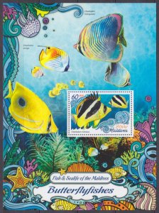 2016 Maldive Islands 6667/B998 Marine fauna - Butterfly fish 9,00 €