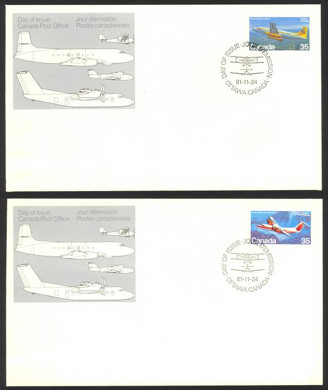 Canada Sc# 905-906 FDC Set/2 (singles) 1981 11.24 Canadian Aircraft