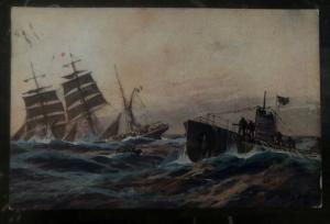 1917 Berlin Germany Feldpost Picture Postcard Cover French Bark Sunk By U boats