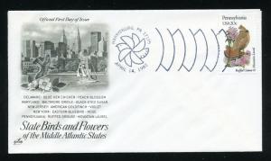 US 1990 State Birds & Flowers - Pennsylvania UA ArtCraft FDC Capital Postmark