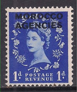 Morocco Agencies 1952 - 55 QE2 1d Ovpt on GB Wilding MM SG 102 ( K939 )