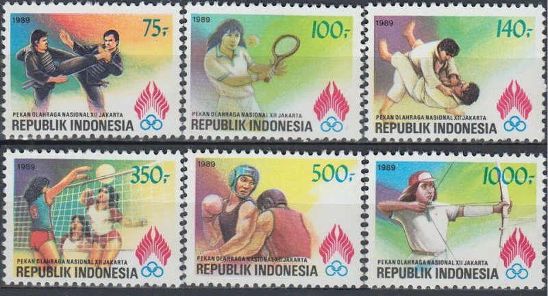 1989 Indonesia 1313-1318 National Sport 8,00 €