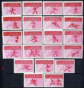 Match Box Labels - complete set of 21 Athletics (red &...