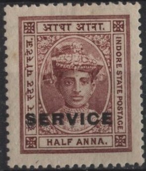 India: Indore O1 (mh) ½a Maharaja Tukoji Rao III, lake, ovptd (1904)