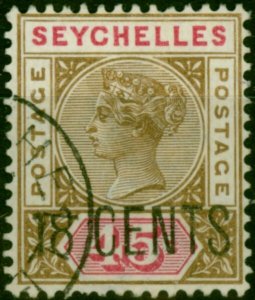 Seychelles 1896 18c on 45c Brown & Carmine SG26 V.F.U