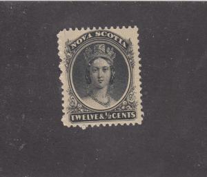 NOVA SCOTIA REF# KM22 # 13 VF-MLH 12 1/2cts QUEEN VICTORIA BLACK CAT VALUE $60