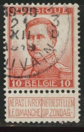 Belgium Scott 103 used  1912 stamp 