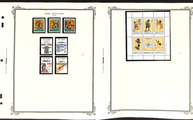 New Zealand Stamp Collection on 16 Scott Specialty Pages, 1982-1988 Mint NH (BR)
