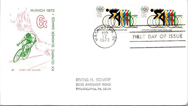 FDC 1972 SC #1460 Farnam Cachet - Washington DC - Pair - F78531