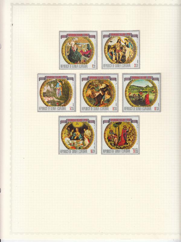 Equatorial Guinea - stamp collection on quad-ruled pages