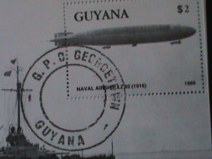 ​GUYANA-ANCIENT -150TH ANNIV: BIRTH OF GRAF ZEPPELIN- CTO S/S VF LAST ONE