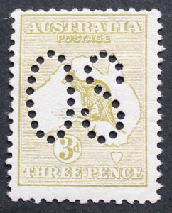 Australia 1913 Three Pence Kangaroo Official SG O5 mint