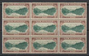 New Zealand, CP S39u/S39t, MNH block of nine with Re-entries