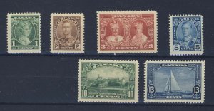 6x Canada George V Jubilee Stamps #211-1c to 216-13c Yacht Guide Value = $34.50