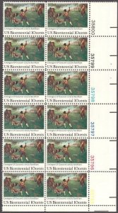 1975 Lexington & Concord Plate Block of 12 10c Postage Stamps, Sc# 1563, MNH, OG