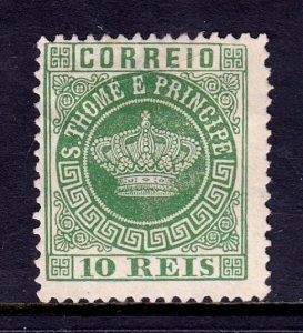 St. Thomas and Prince - Scott #10 - MNG - Crease and thin on hinge - SCV $12