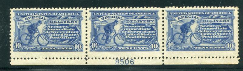 UNITED STATES E11 MINT NH, STRIP OF 3, PL#, SOME SEPS