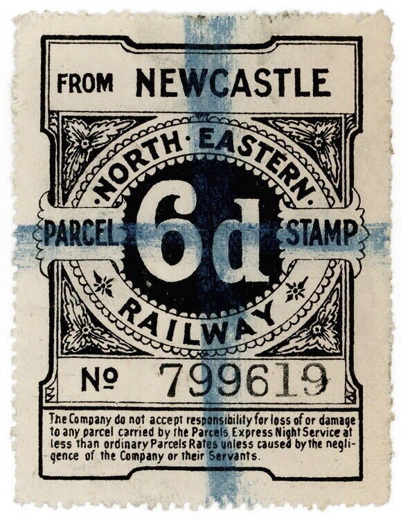 (I.B) North Eastern Railway : Parcel Stamp 6d (Newcastle)