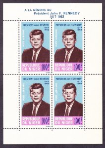 Niger C44a MNH 1964 John F. Kennedy Souvenir sheet of 4 Very Fine