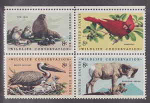United States # 1467a, Wildlife Conservation, NH Block of Four