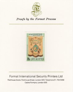 St KITTS 1985 MASONIC LODGE  imperf on FORMAT INT PROOF CARD