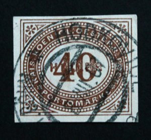 Austria  #J20 used 1899 FORGERY-COUNTERFEIT 40h imperf Postage Due