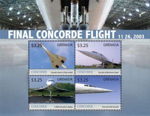 Grenada 2013 - Concorde Final Flight - Sheet of 4 Stamps - Scott #3952 - MNH