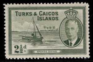 TURKS & CAICOS ISLANDS GVI SG225, 2½d grey-olive, M MINT.