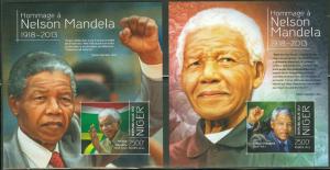 NIGER NELSON MANDELA IN MEMORIAM AND TRIBUTE SOUVENIR SHEET SET OF TWO IMPERF