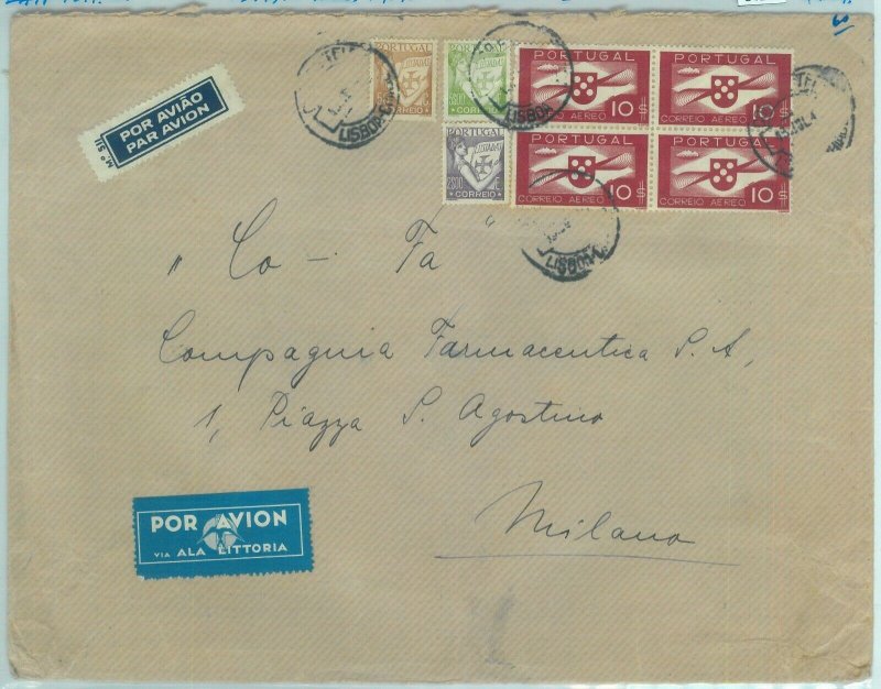 84165 - PORTUGAL - Postal History - Yvt PA # 7*4 on Lati COVER to ITALY 1940-