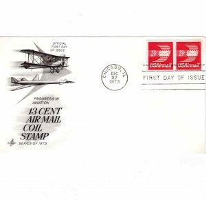 USA 1973 Sc C83 FDC Airmail Coil First Day Cover Artcraft Cachet United States