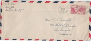 1941 Balboa, Canal Zone to Los Angeles, Ca Airmail solo Sc # C12 (60037)