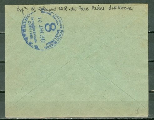 FRANCE 1947 CATHEDRALS #B213-17 + OTHERS on REGISTERED AIR COVER TO CANADA