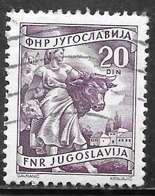 Yugoslavia 348: 20d Farmwoman with cattle, used, VF