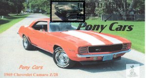 Pony Cars First Day Cover  #3 of 5 Chevy Camaro (B&W cancel)