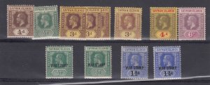 Cayman Islands KGVI 1912/18 Collection Of 12 Values Incl War Tax O/P MLH BP3182 