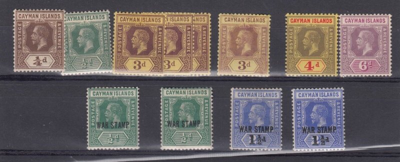 Cayman Islands KGVI 1912/18 Collection Of 12 Values Incl War Tax O/P MLH BP3182 