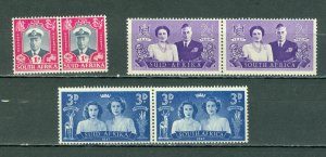 SOUTH AFRICA 1947 ROYALS  #103-105 SET PAIRS MNH