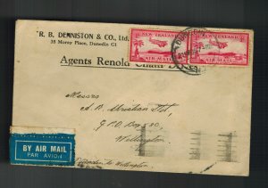 1936 Dunedin New Zealand Airmail Cover to Wellington