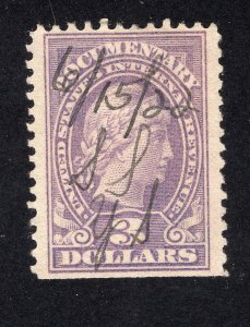 US 1917 $3 violet Revenue, Scott R242 used, value = $1.50