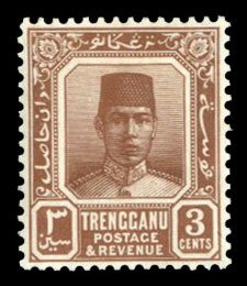 Malayan States - Trengganu #23 Cat$42.50, 1938 3c light brown, lightly hinged
