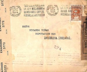 ac6447 - ARGENTINA - POSTAL HISTORY - Double CENSORED COVER to SPAIN  1944