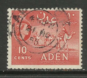 Aden 1953 - 63 QE2 10ct Vermilion Camel transport SG 51 used ( A576 )