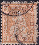 Switzerland 1862-64 Sc 45 20c Orange Helvetia Stamp Used