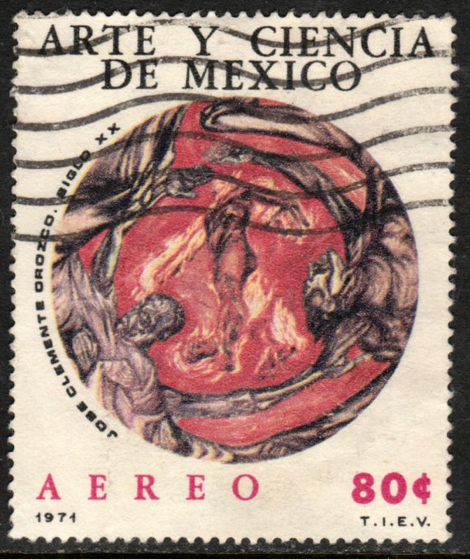 MEXICO C384 Art & Science, MAN IN FLAMES BY J. CLEMENTE OROZCO USED. F-VF.(1279)