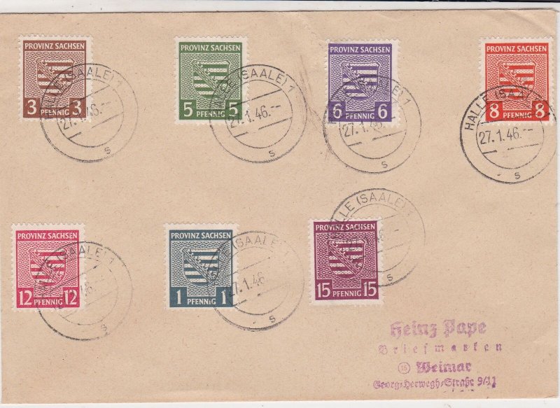 Germany 1946 Multiple Halle Cancels & Stamps Cover to Weimar Ref 35147