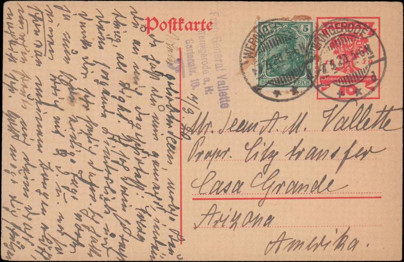 GERMANY 1920 GOVERNMENT POSTAL CARD + STAMP 114