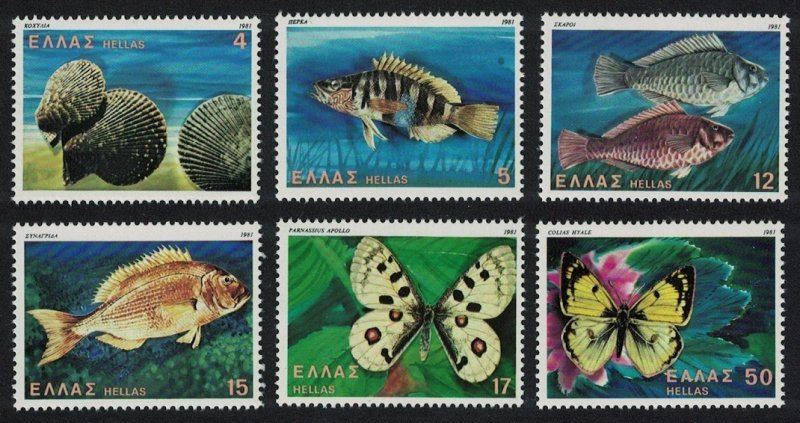 Greece Butterflies Fish Shells 6v 1981 MNH SG#1559-1564 MI#1456-1461